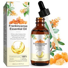 Pure Frankincense Essential Oil 60ml - 100% Natural Undiluted Boswellia Serrata Oil for Skincare & Aromatherapy | Vegan Formula for Face, Hair & Home Diffusion