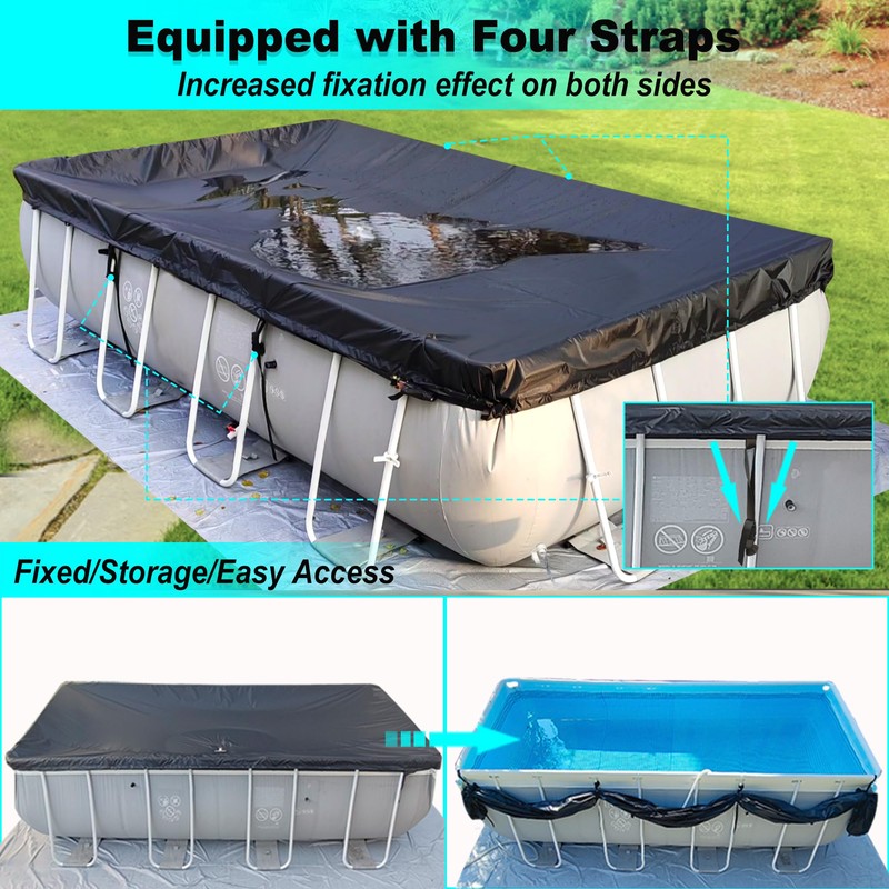 SIHAIAN 10x16Ft Rectangular Pool Cover with Side Storage for Oval
