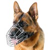 Dog Chrome Metal Muzzles Wire Basket Adjustable Leather Straps German