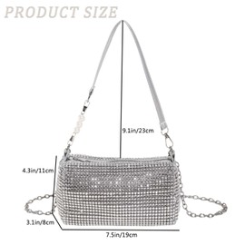 FeiOne Clutch Silver Glitter Bag, Women's Handbag Silver, Bridal Bag, Evening Bag, Shoulder Bag, silver