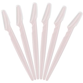 6 Pcs Light Pink Eyebrow Razor, Face Razors Multipurpose, Facial Razors for Women Men, Eyebrow Trimmers Shaver with Safety Cover, Dermaplaning Tools for Face Body Use, Facial Hair Removal Tools