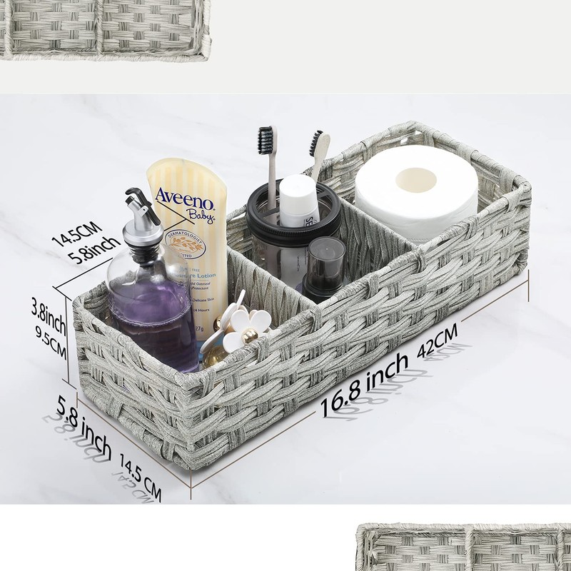 [Larger Compartments] Toilet Tank Topper Paper Basket - Multiuse Hand