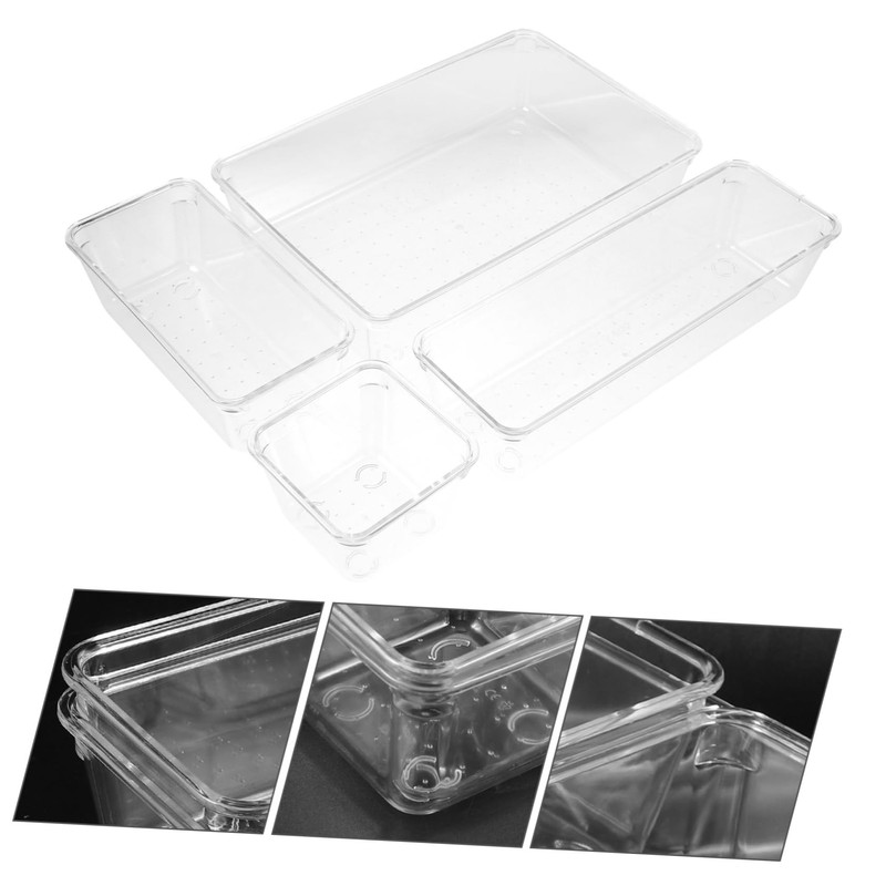 Mobestech 4pcs Kitchen Organizer Storage Box Filing Boxes Vanity Drawer