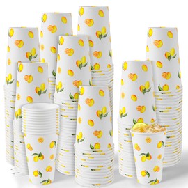Jansun Lemonade Stand Supplies for Kids, 100 Pcs Lemonade Paper Cups Disposable Lemonade Stand Cups Bathroom Mouthwash Drinking Cups for Summer Party Picnics Barbecues Traveling Hot Cold Beverage