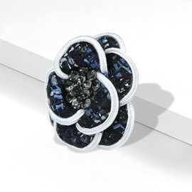 Fenni Jewelry Women's Camellia Flower Brooch Pin Crystal Blooming Rose Floral Pins Corsage Collar Neck Clips Wedding Party Jewelry, cloth Metal, crystal