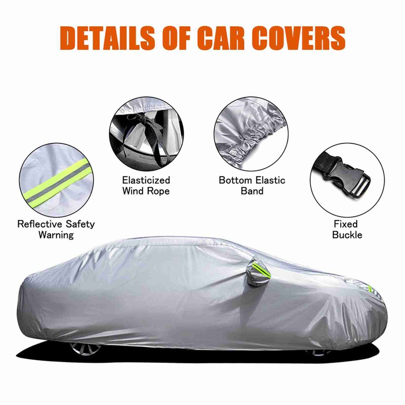 Car Cover Full Sedan Covers with Reflective Strip Sunscreen Protection