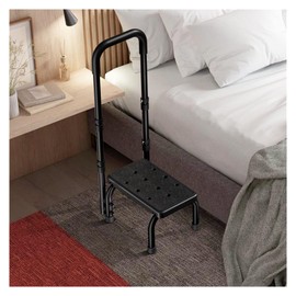 WHOMEC Step Stool with Handles for Elderly-Bed Stools with Adjustable Handrails and Non-Skid Platform,Foot Stool for Bedside,Kitchen,Car,Bathtub,Holds up to 350 lbs