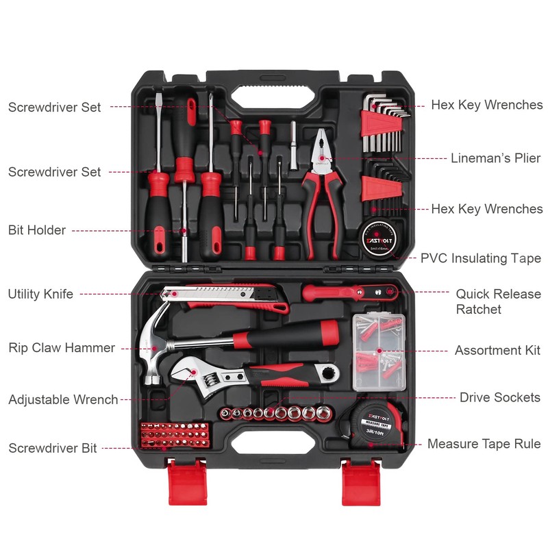 Eastvolt 128-Piece Home Repair Tool Set, Tool Sets for Homeowners,