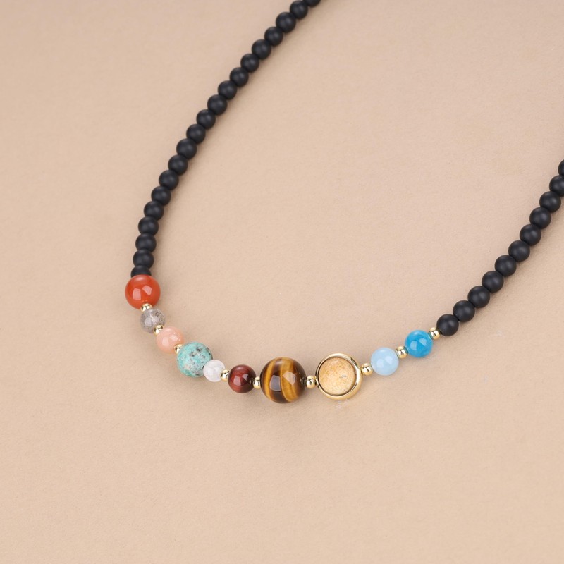 COAI Gemstones Solar System Chains, Copper, Onyx