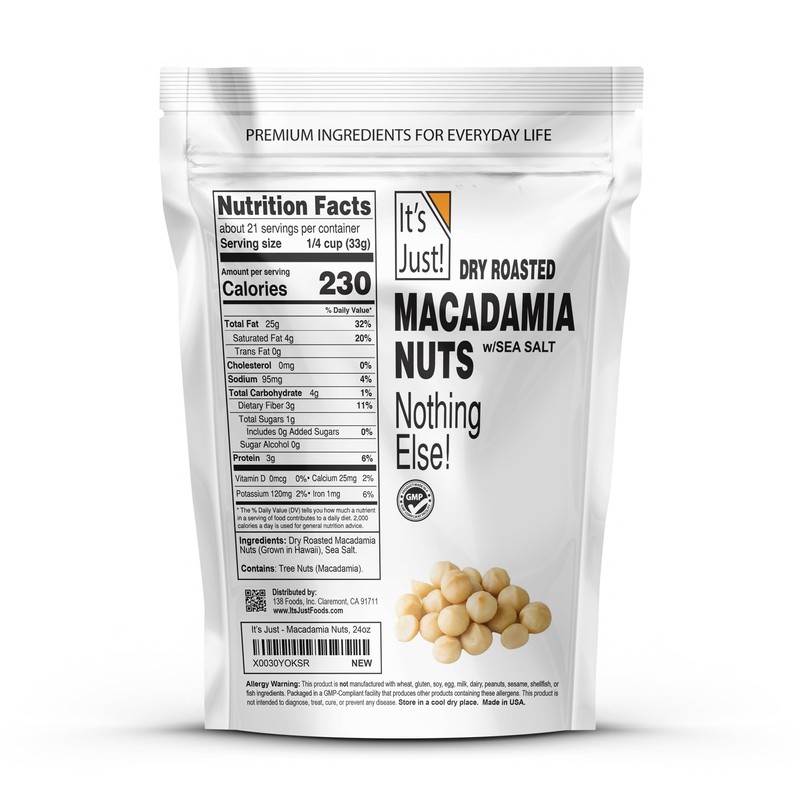It's Just - Hawaiian Macadamia Nuts (1.5lbs), Small Batch Dry