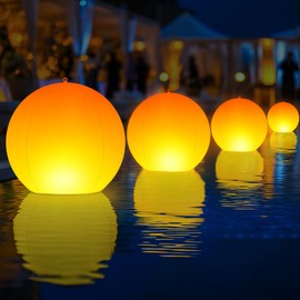 Niceput Solar Floating Pool Lights, 14 Inch Flame Solar Powered Pools Light Balls, Floating Glow Globe IP68 Waterproof, Inflatable Solar Lights up Balls for Swimming Pools Pond Outdoor Decor -4PCS