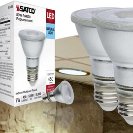 Satco S11496 7 Watt Econo LED PAR20; 5000K; 35 Degree Beam Angle; Medium Base; 120-277 Volt; Silver Finish (2 Pack)