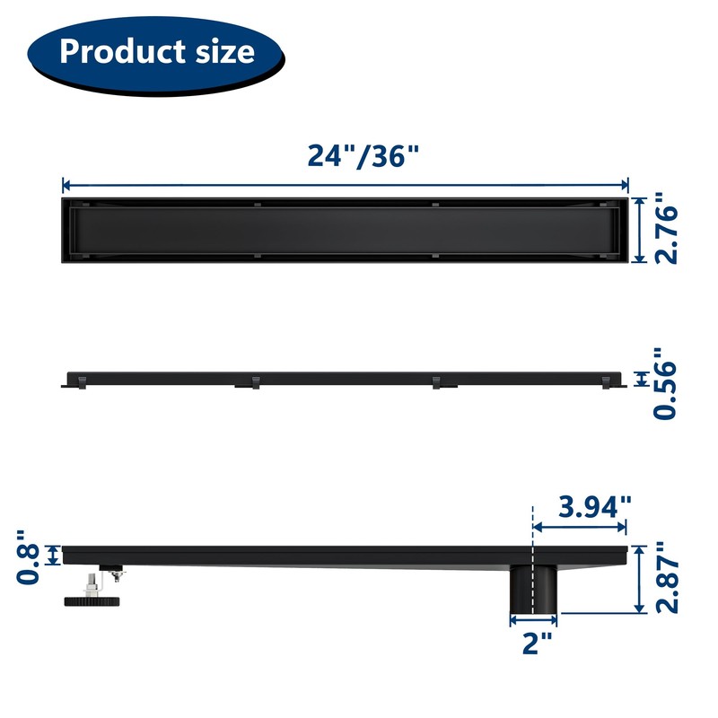 Neodrain 24-Inch Offset Linear Shower Drain with Tile Insert Grate