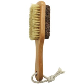 YIOYOODA Natural Lava Pumice Stone for Feet with Foot Brush, Callus Remover Foot Scrubber Exfoliator Pedicure Tools for Hard Dead Skin, Softer & Smoother Feet, Double Sided Boar Bristles Wooden Handle