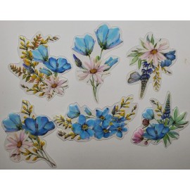 Unbranded Blue and Pink Floral Stickers- 30 stickers-2 ea of 15 images Orchids on Shore