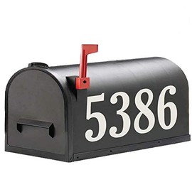 Reflective White 6" Mailbox Numbers Sticker Decal Die Cut Rustic Style 2 Sets Premium Vinyl Numbers Self Adhesive for Mailbox, Signs, Window, Door, Cars, Trucks, Home, Business, Address Number