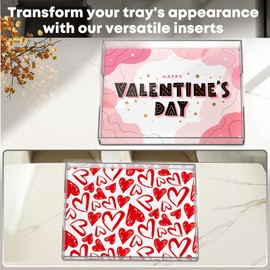 Qdetak Acrylic Tray 16"x12" – Decorative Serving Tray with Handles & Interchangeable Inserts, for Breakfast, Makeup, Bathroom Vanity, Ottoman | Gift for Couples & Home Decor