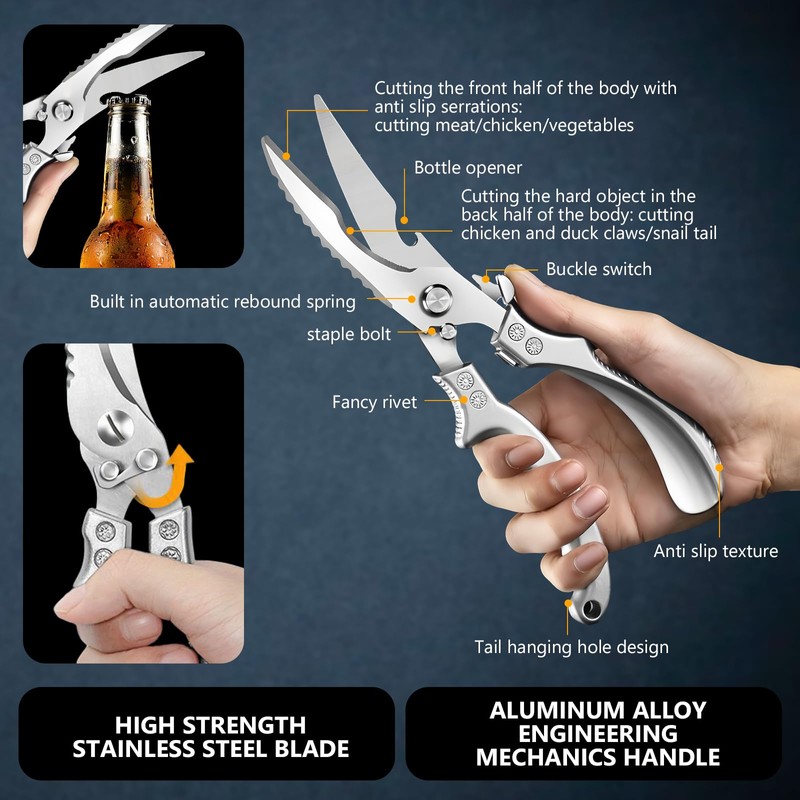 MISHURACLES Multi-functional Chicken Fish Meat Bone Scissors Stainless Steel Poultry