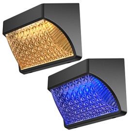 Tadyreal Solar Fence Lights Outdoor Waterproof Ip65, 10 Lighting Modes Fence Lights Solar Powered with 15 Bright Led Lens, Backyard Light Outdoor for Deck Railing Step Pool Patio Wall - 2 Pack