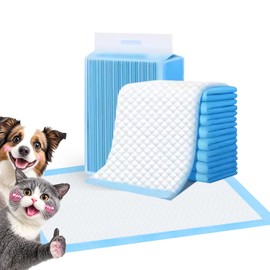 100 Count 17.6’’X23.6’’ Super Absorbent Waterproof Dog and Puppy Pet Training Pad, Disposable Underpads Housebreaking Pet Pad, Blue