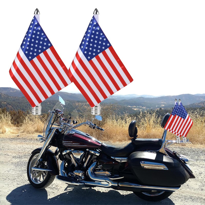 Aochuang Motorcycle Folding Flagpole Mounts Red American Flag for Harley