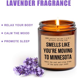 Smells Like You're Moving to Minnesota Candle - Minnesota Moving Gift - Minnesota Decoration Candle - Aromatherapy Glass Candle Jar - Non-Toxic Ingredients