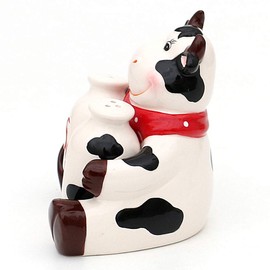 Holzkunst Sigro Ceramic Cow Various Variants to Choose From Kitchen Tableware Gift Idea (Set of 3 Salt & Pepper Shakers Cow)