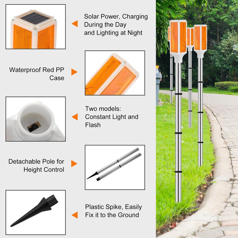 Macarrie 9 Packs Solar Powered Driveway Markers Lights Reflective Driveway