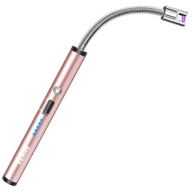 VEHHE Electric Candle Lighter, USB Rechargeable Lighters with Safety Button Lock, Flexible Neck ARC Long Lighter with LED Battery Display Windproof for Grilling Cooking Camping