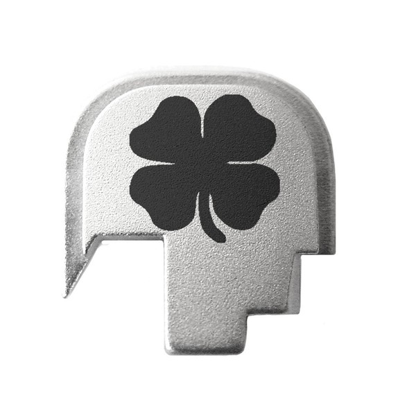 for Smith & Wesson Shield 9MM Back Plate Silver NDZ 4 Leaf Clover