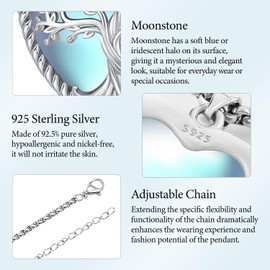 Odinstone Tree of Life Necklace 925 Sterling Silver Heart Tree Pendant Women Family Moonstone Jewellery Mothers Day Anniversary Birthday Gifts for Mum Girl