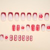 SXVME Red French Tip Press on Nails Short Medium Square,