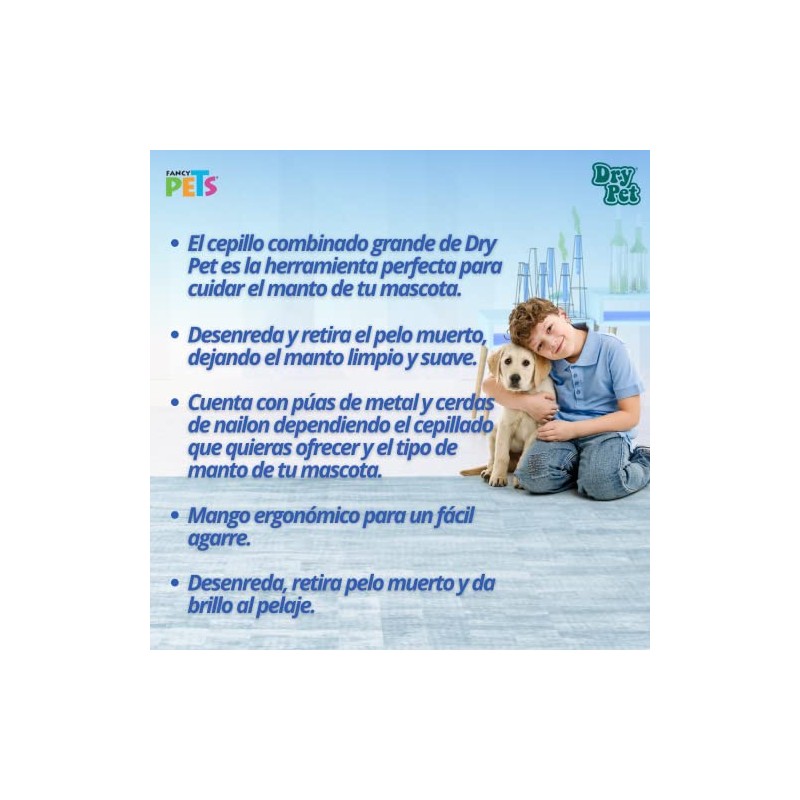 Fancypets Dry Pet Cepillo Doble Grande para Perro, con Cerdas