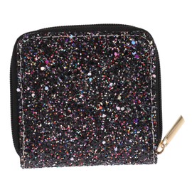 FRCOLOR Sequins Mini Coin Purse for Women Portable Short Wallet with Zipper Stylish Change Bag for Travel School Shopping Durable and Lightweight Cosmetics Container Silver