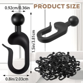 QOOWFEANIG 50pcs Black Plastic Hooks for Gazebo Curtains Invisible Heavy Duty Curtain Track Hooks for Outdoor Gazebo Canopy Home Hotel Supplies Durable Weatherproof Hanging Clips