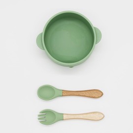 Juego de Alimentación para Bebés de 6 Piezas de Silicona Antideslizante con Ventosas, Libre de BPA y Apto para Microondas, Antideslizante A Prueba de Fugas Fácil de Limpiar, Baberos De Silicona Platos