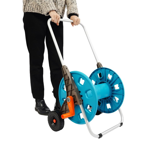 Garden Hose Reel Cart with Wheels, Outdoor Manual Water Hose