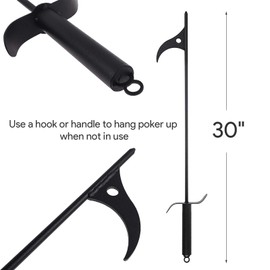 bbq777 Fire Pit Tool Kits, 30" Fire Pit Poker and 26" Log Grabber Fireplace Tongs for Outdoor Campfire, Camping, Wood Stove, Black