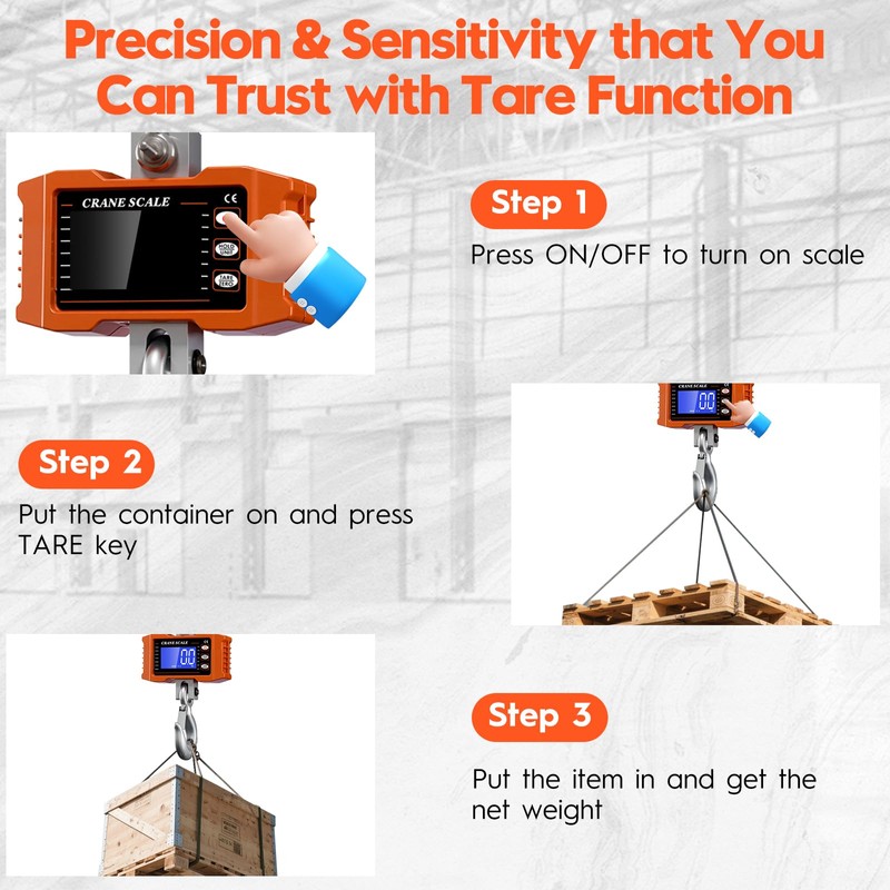 Digital Crane Scale 2200lb/1000Kg Digital Hanging Scale with LCD Screen,