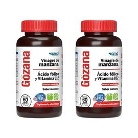 CMD - GOZANA - Gomitas de vinagre de manzana, Ácido fólico y Vitamina B12 - Suplemento Alimenticio Sin Azúcar Sabor Manzana - 2 Frascos con 60...     