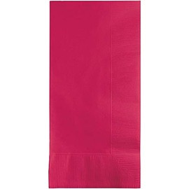 Creative Converting Touch of Color 2-Ply 50 Count Paper Dinner Napkins, Hot Magenta , 7.5" x 4.25" - 67177B