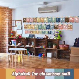 Bulletin Board Letters - ABC Alphabet Poster Classroom Decorating Set Toddler English Poster Kindergarten Elementary Classroom Nursery Home Wall Decoration (Bohemia)