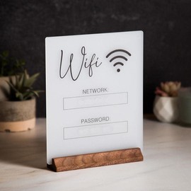WiFi Password Sign, Chalkboard Style, Wifi Password Sign, Acrylic Table WiFi Sign for Home, Business and Guests (No Base)