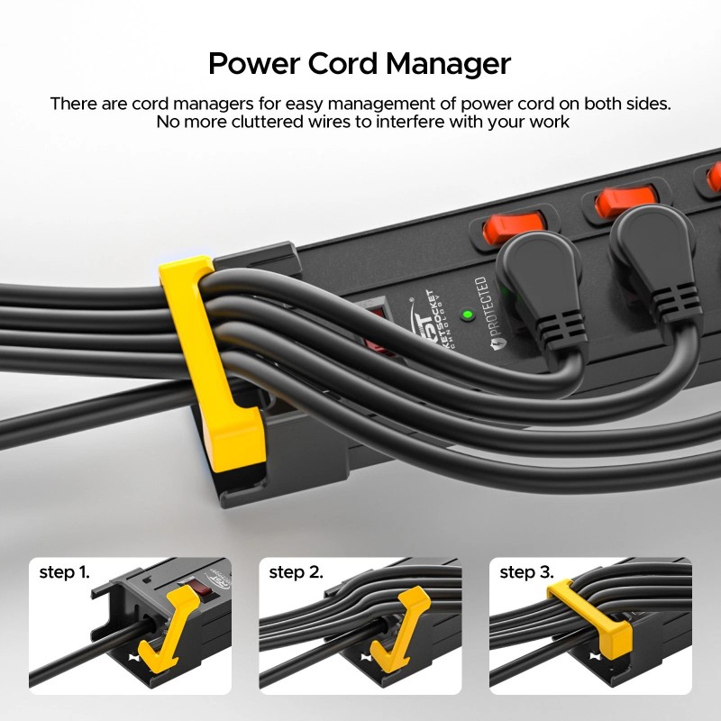 CRST 12-Outlet with independent switches and power cord managers,9ft Cord/15A/1875W