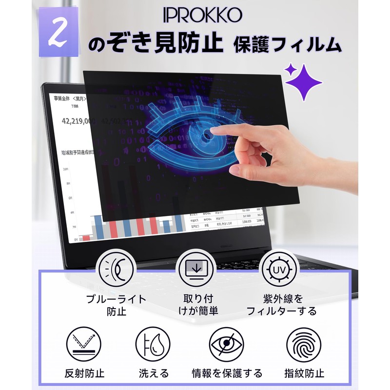 IPROKKO 16 Inch (16:10) Computer Anti-Peeping Filter, Privacy Filter, Screen