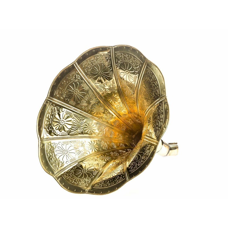 Gramophone Brass Embossed Horn Full Size Collectable Ornament Retro NEW