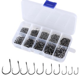 YFFSFDC Fishing Hooks 500 Pcs Fishing Hooks with Tubes Fishing Hooks Large Ring Wide Shaft Fishing Hooks Live Bait Fishing Assist Hooks Fishing Tools (#6-#15)