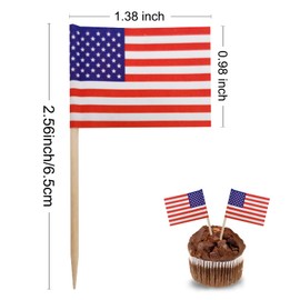 BLUE TOP 100 Pcs USA American Flag Toothpick Flags,Small Toothpick Mini Stick Cupcake World Cup Picks Party Decoration Celebration Cocktail picks for Party Bar Sport events. (Blue Red)