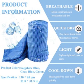 Waoceo Pack of 4 Cooling Towels, Microfibre Sports Towel, Travel Towel, Quick Drying, Creates a Cooling Effect, Ultralight, Four Colours, for Running, Trekking, Travel, Yoga