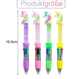 Canollo Pack of 4 Unicorn Ballpoint Pens, 4 in 1 Retractable Ballpoint Pens, 0.5 mm Multicoloured Pens, Multifunctional Markers, Multicoloured Colour Changing Pens for Students, Children, School